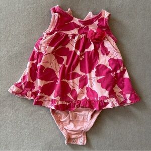 EUC Carter’s Baby Girl Onesie Dress, Tropical Pink, 6-9 Months